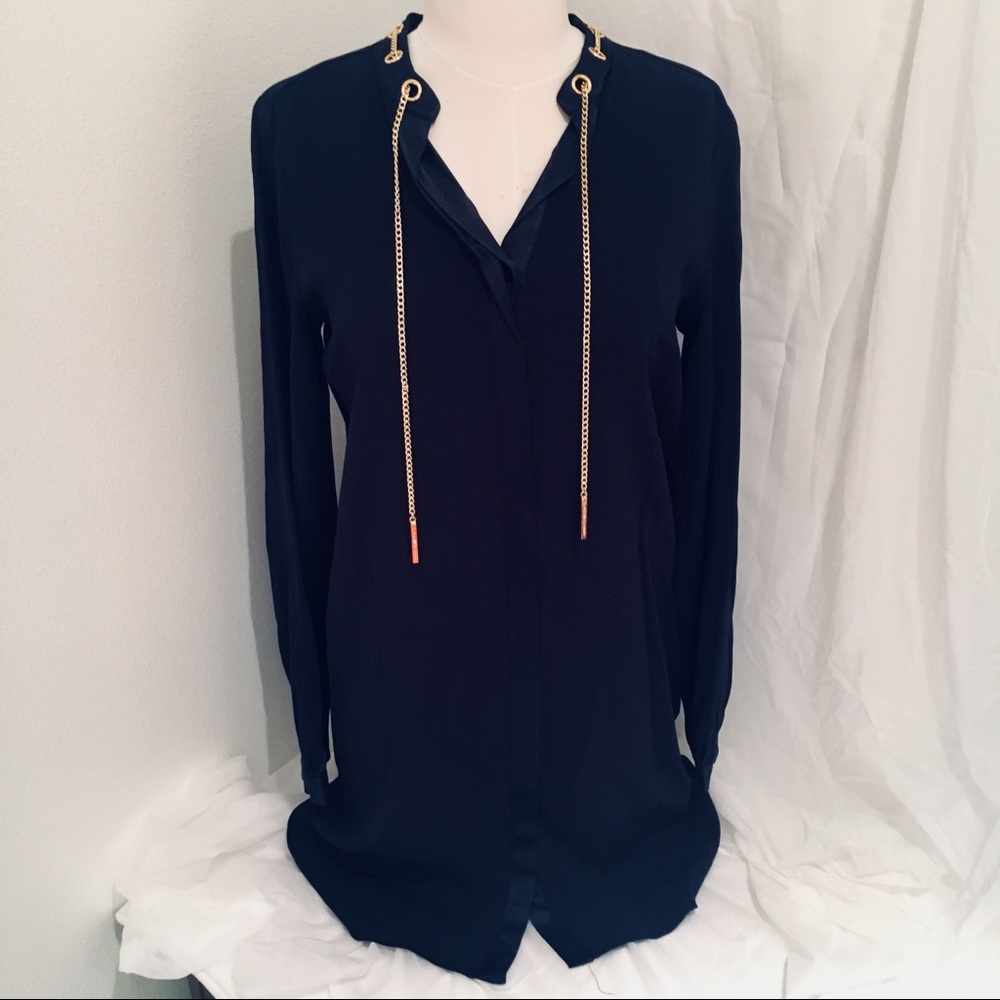 Michael Kors Dress Silk Shift Dress in Navy